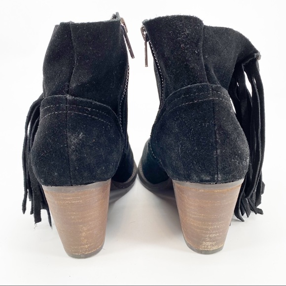 Steve Madden Faulkner Black Fringe Ankle Booties, Size 6 M - Picture 5 of 14